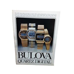 Vintage 1977 Print Ad Bulova Quartz Digital Watch Original 1970s